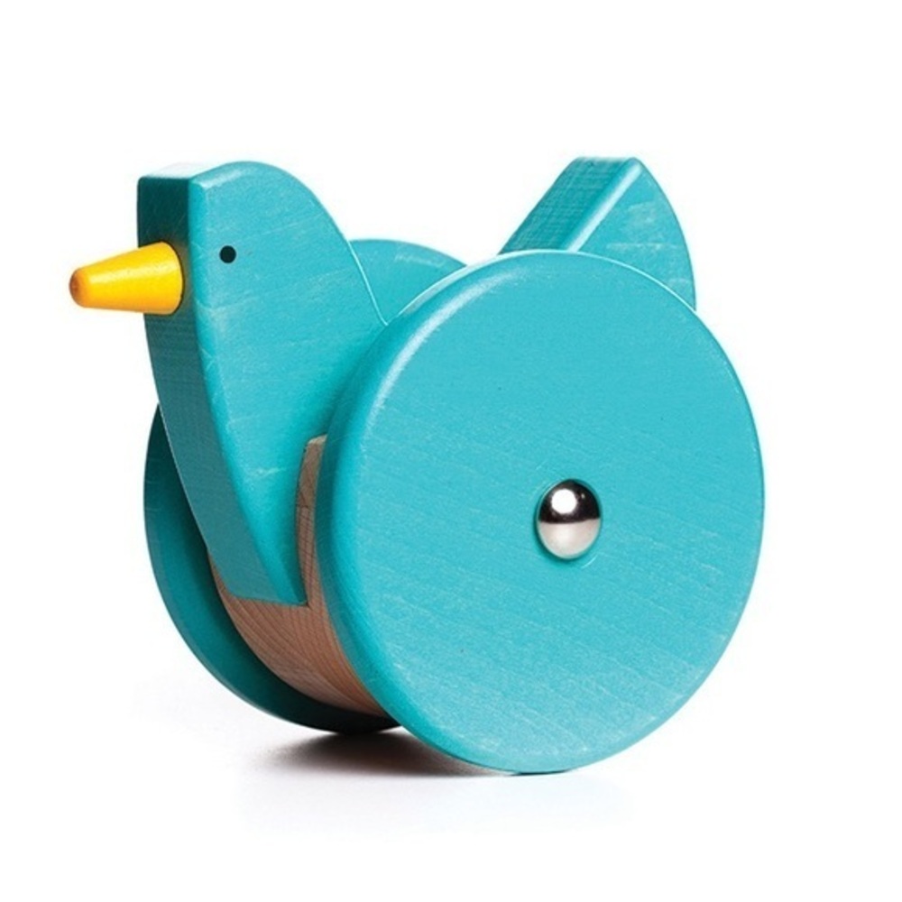 Bajo Wooden Push Toy Chicken Wobbling Baby Toy Blue Montessori Poland